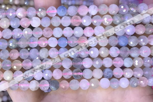 CMG415 15.5 inches 6mm faceted round morganite gemstone beads