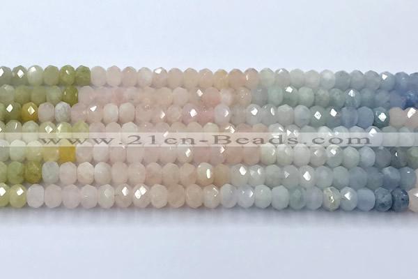 CMG456 15 inches 4*6mm faceted rondelle morganite beads