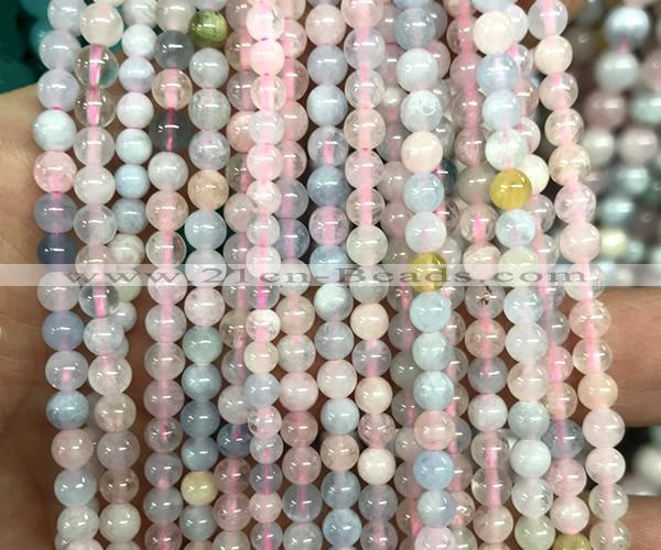 CMG514 15 inches 4mm round morganite gemstone beads
