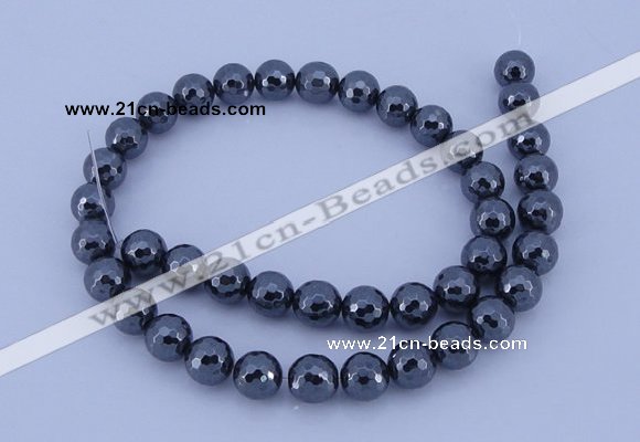 CMH02 16 inches 4mm faceted round magnetic hematite beads