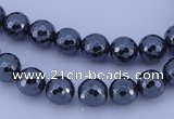 CMH04 16 inches 8mm faceted round magnetic hematite beads
