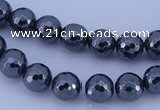 CMH05 16 inches 10mm faceted round magnetic hematite beads