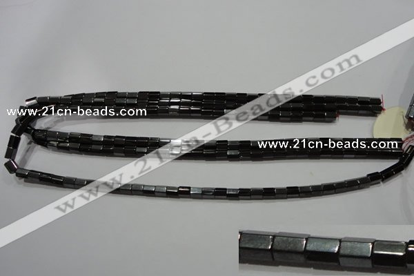 CMH107 15.5 inches 5*6mm faceted tube magnetic hematite beads