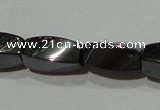 CMH152 15.5 inches 5*11mm twisted rice magnetic hematite beads