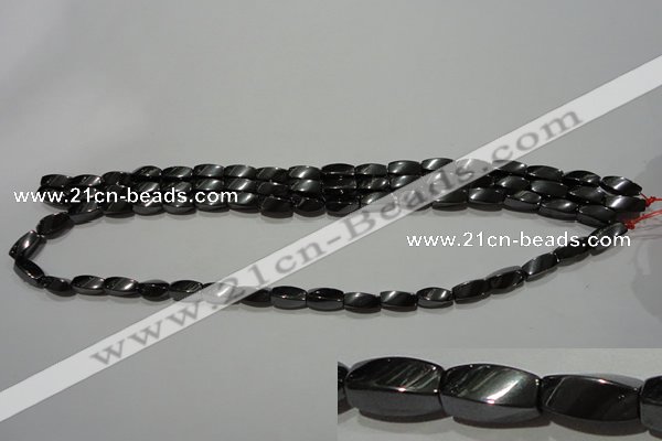 CMH152 15.5 inches 5*11mm twisted rice magnetic hematite beads