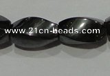 CMH154 15.5 inches 8*14mm twisted rice magnetic hematite beads