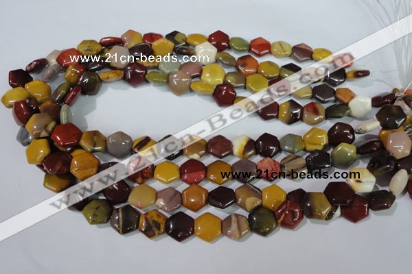 CMK278 15.5 inches 12*12mm hexagon mookaite gemstone beads