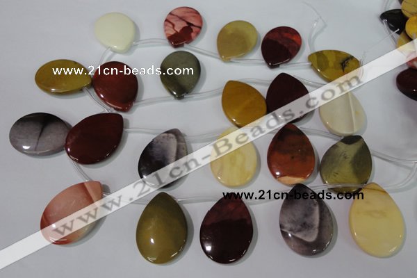 CMK285 Top-drilled 25*35mm flat teardrop mookaite gemstone beads