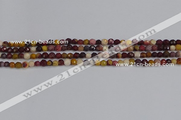 CMK316 15.5 inches 4mm faceted round mookaite gemstone beads