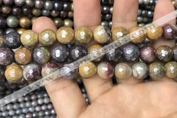 CMK341 15.5 inches 12mm faceted round AB-color mookaite beads