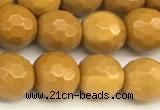 CMK365 15 inches 6mm faceted round yellow mookaite beads