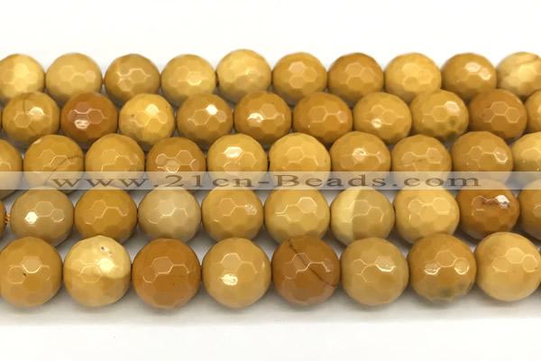 CMK368 15 inches 12mm faceted round yellow mookaite beads