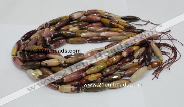 CMK48 15.5 inches 10*30mm faceted rice mookaite beads wholesale