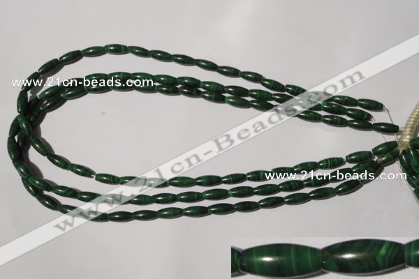 CMN211 15.5 inches 5*12mm rice natural malachite beads wholesale