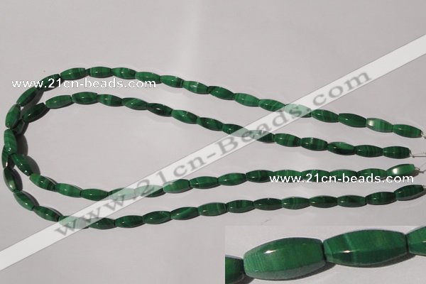 CMN224 15.5 inches 5*12mm faceted rice natural malachite beads