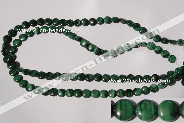 CMN251 15.5 inches 8mm flat round natural malachite beads wholesale