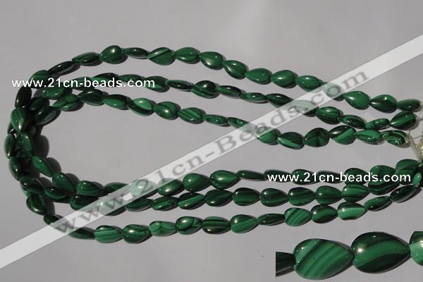 CMN281 15.5 inches 8*12mm flat teardrop natural malachite beads