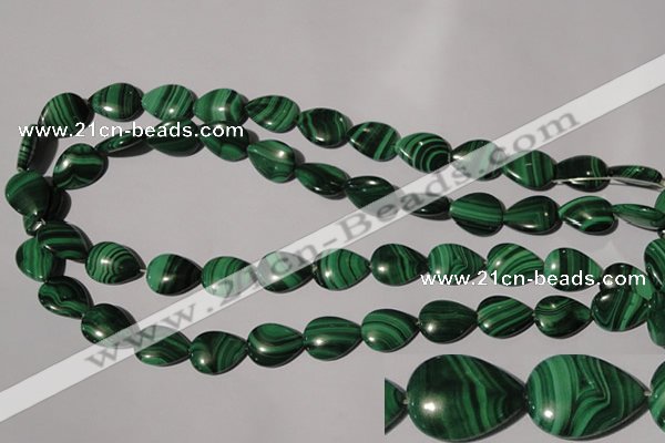 CMN283 15.5 inches 12*16mm flat teardrop natural malachite beads