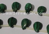 CMN320 Top-drilled 8*12mm flat teardrop natural malachite beads