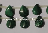 CMN321 Top-drilled 10*14mm flat teardrop natural malachite beads