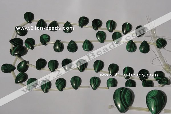 CMN323 Top-drilled 13*18mm flat teardrop natural malachite beads