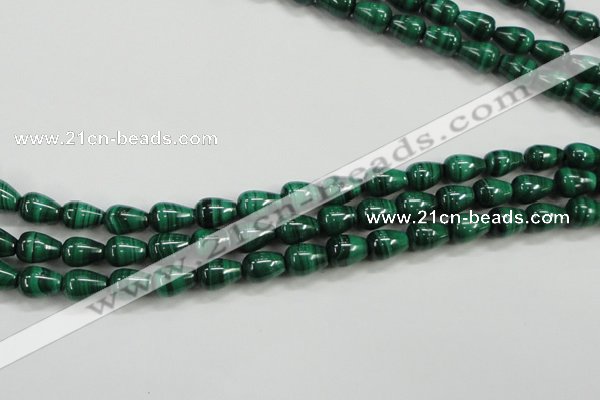 CMN414 15.5 inches 5*7mm teardrop natural malachite beads wholesale