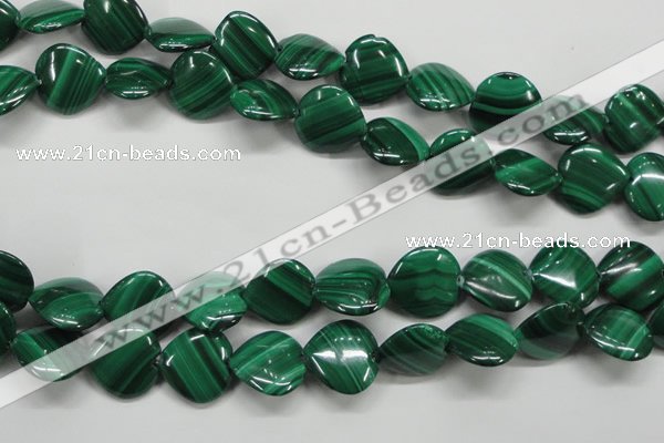 CMN428 15.5 inches 15*15mm heart natural malachite beads wholesale