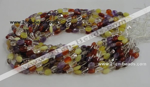 CMQ01 15.5 inches 6*8mm faceted oval multicolor quartz beads