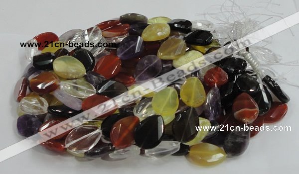 CMQ09 18*25mm twisted faceted teardrop multicolor quartz beads