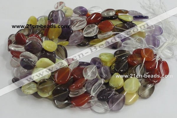 CMQ12 15*20mm twisted flat teardrop multicolor quartz beads