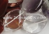 CMQ15 20*30mm twisted flat teardrop multicolor quartz beads