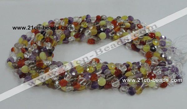 CMQ17 15.5 inches 8mm faceted coin multicolor quartz beads