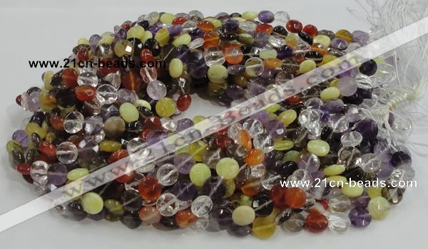 CMQ18 15.5 inches 10mm faceted coin multicolor quartz beads