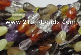 CMQ19 15.5 inches 6*9mm faceted teardrop multicolor quartz beads