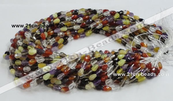 CMQ19 15.5 inches 6*9mm faceted teardrop multicolor quartz beads