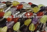 CMQ20 15.5 inches 8*10mm faceted teardrop multicolor quartz beads