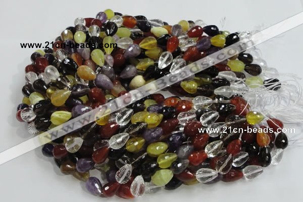 CMQ21 15.5 inches 10*14mm faceted teardrop multicolor quartz beads