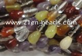 CMQ22 15.5 inches 6*10mm teardrop multicolor quartz beads