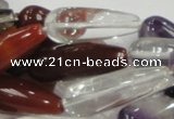 CMQ23 15.5 inches 10*30mm teardrop multicolor quartz beads