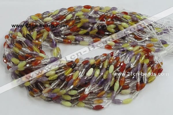 CMQ24 15.5 inches 5*10mm faceted rice multicolor quartz beads