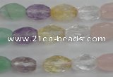 CMQ250 15.5 inches 8*12mm faceted rice multicolor quartz beads