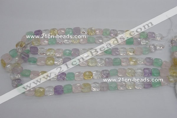 CMQ256 15.5 inches 10*10mm faceted square multicolor quartz beads