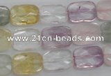 CMQ258 15.5 inches 10*14mm faceted rectangle multicolor quartz beads