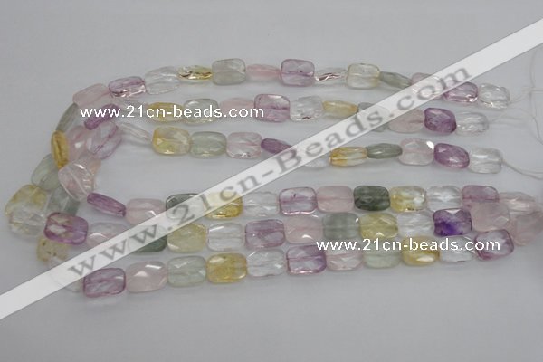 CMQ258 15.5 inches 10*14mm faceted rectangle multicolor quartz beads