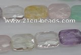 CMQ259 15.5 inches 12*16mm faceted rectangle multicolor quartz beads