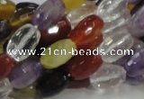 CMQ26 15.5 inches 8*12mm faceted rice multicolor quartz beads