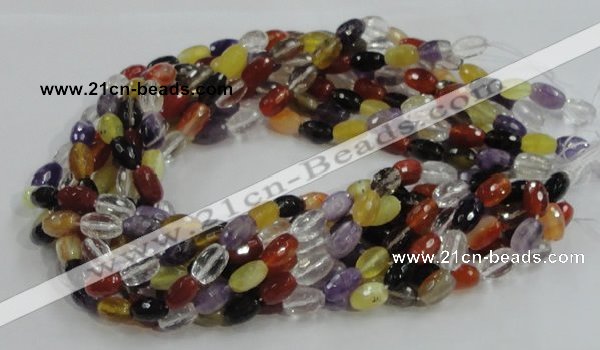 CMQ26 15.5 inches 8*12mm faceted rice multicolor quartz beads