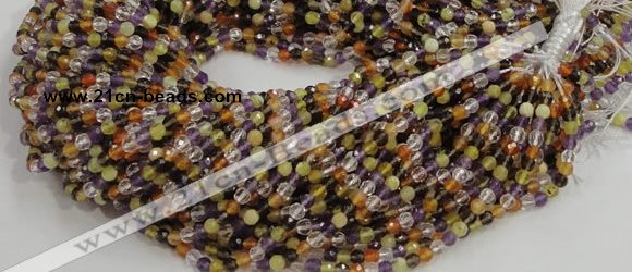 CMQ30 15.5 inches 4mm faceted round multicolor quartz beads