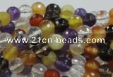 CMQ31 15.5 inches 6mm faceted round multicolor quartz beads