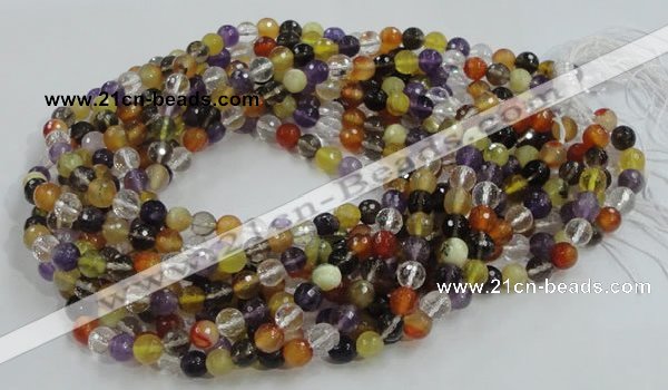 CMQ31 15.5 inches 6mm faceted round multicolor quartz beads